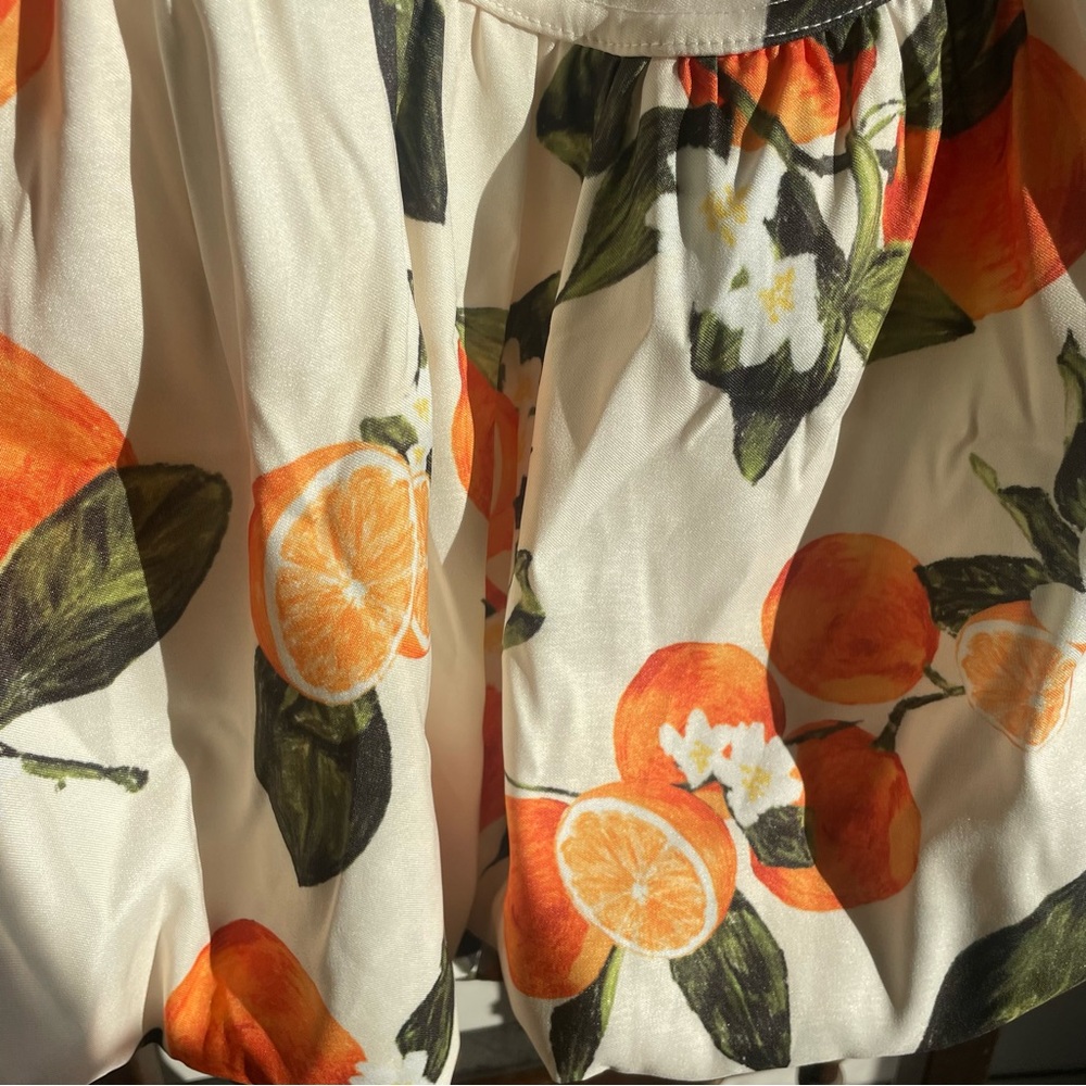 Zara Cream Mini Dress with Orange & Green Citrus Print - Picture 11 of 13